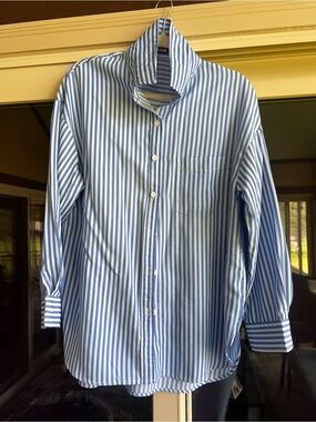 Classic Blue and White Striped Women’s oversized Button-Down Shirt